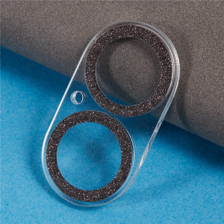 For iPhone 16 / 16 Plus Camera Lens Protector Glitter Tempered Glass Lens Film - Black - Image 4