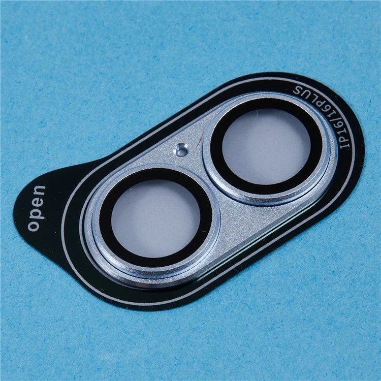 For iPhone 16 / 16 Plus Camera Lens Protector Integrated Clear Metal Frame+Tempered Glass Lens Film - Blue - Image 4