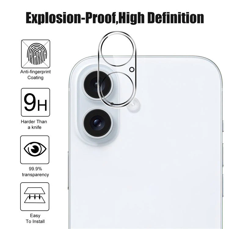 For iPhone 16 / 16 Plus Camera Lens Protector Tempered Glass Full Coverage Anti-Explosion Lens Film - Image 4