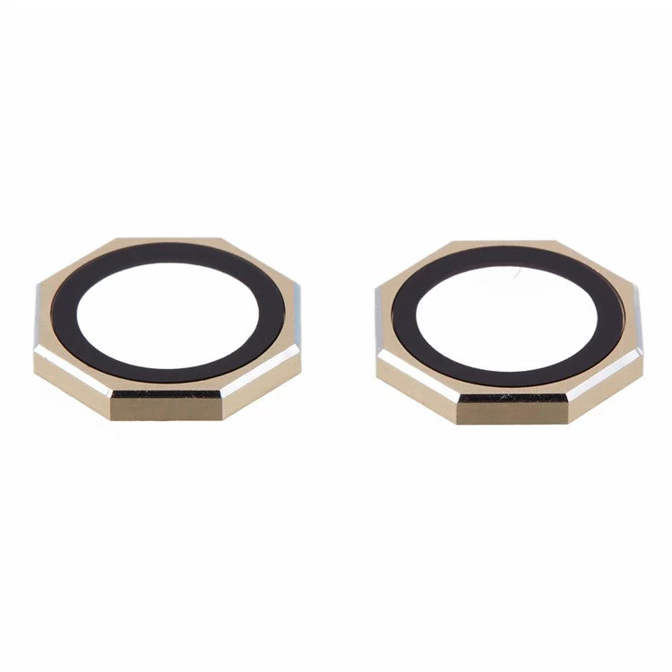 For iPhone 16 / 16 Plus Octagonal Camera Lens Film AF+AR Tempered Glass Lens Protector - Gold - Image 2