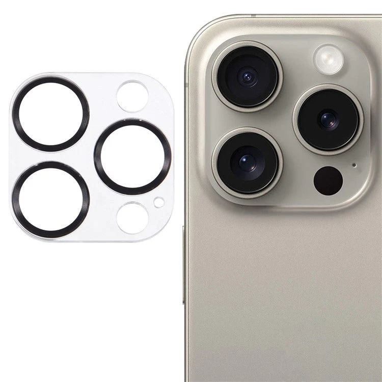For iPhone 16 Pro / 16 Pro Max Camera Lens Protector CD Veins Integrated Tempered Glass Lens Film - Black