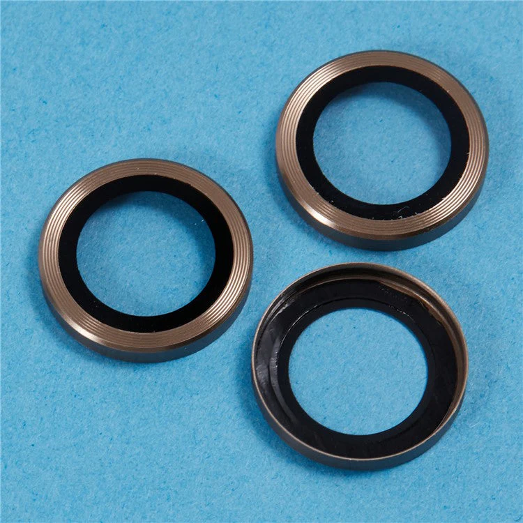 For iPhone 16 Pro / 16 Pro Max Camera Lens Protector CD Veins Metal Ring Tempered Glass Film - Brown - Image 4