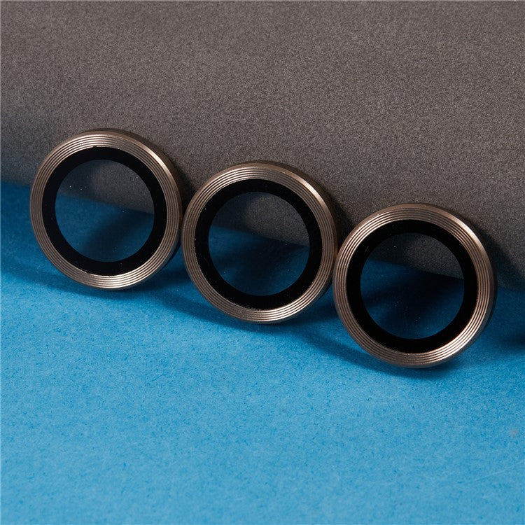 For iPhone 16 Pro / 16 Pro Max Camera Lens Protector CD Veins Metal Ring Tempered Glass Film - Brown - Image 5