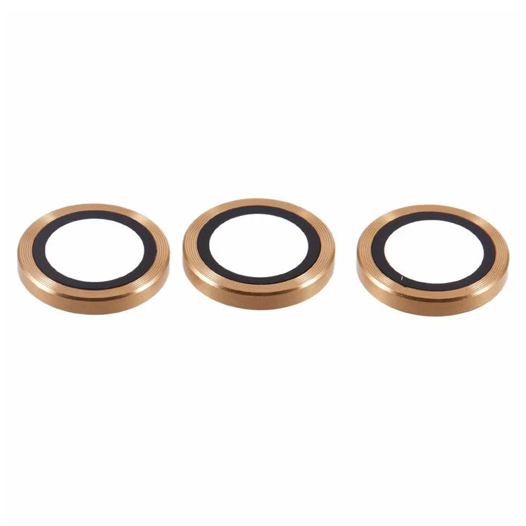 For iPhone 16 Pro / 16 Pro Max Camera Lens Protector CD Veins Metal Ring Tempered Glass Film - Gold - Image 3