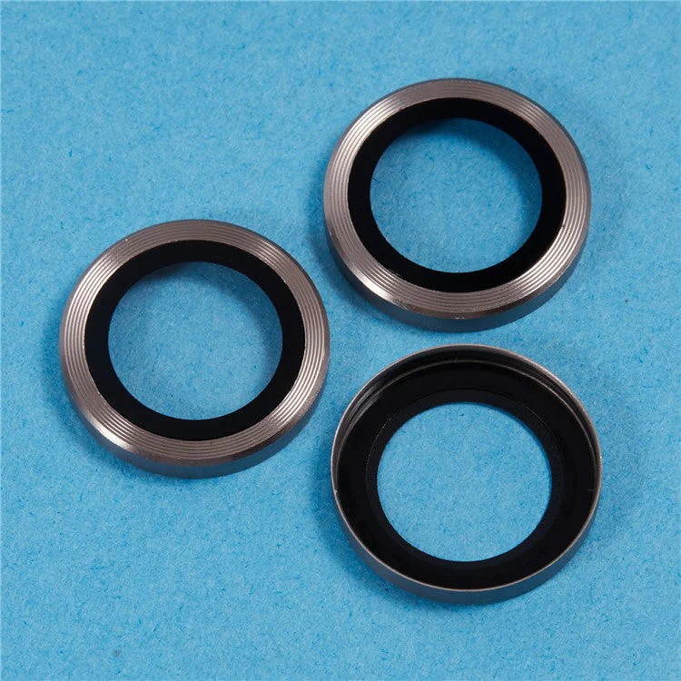 For iPhone 16 Pro / 16 Pro Max Camera Lens Protector CD Veins Metal Ring Tempered Glass Film - Titanium Grey - Image 4