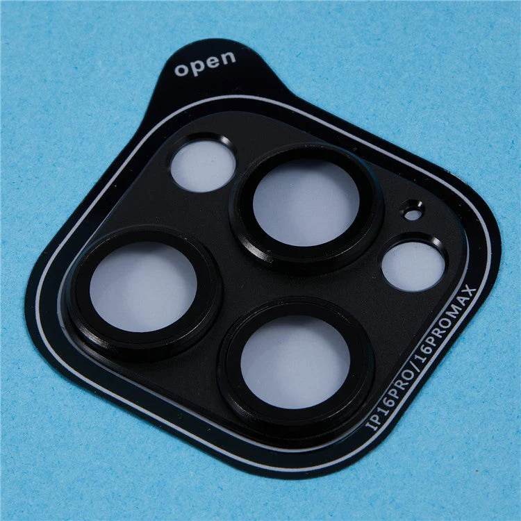 For iPhone 16 Pro / 16 Pro Max Camera Lens Protector Clear Integrated Tempered Glass Lens Film - Black - Image 4