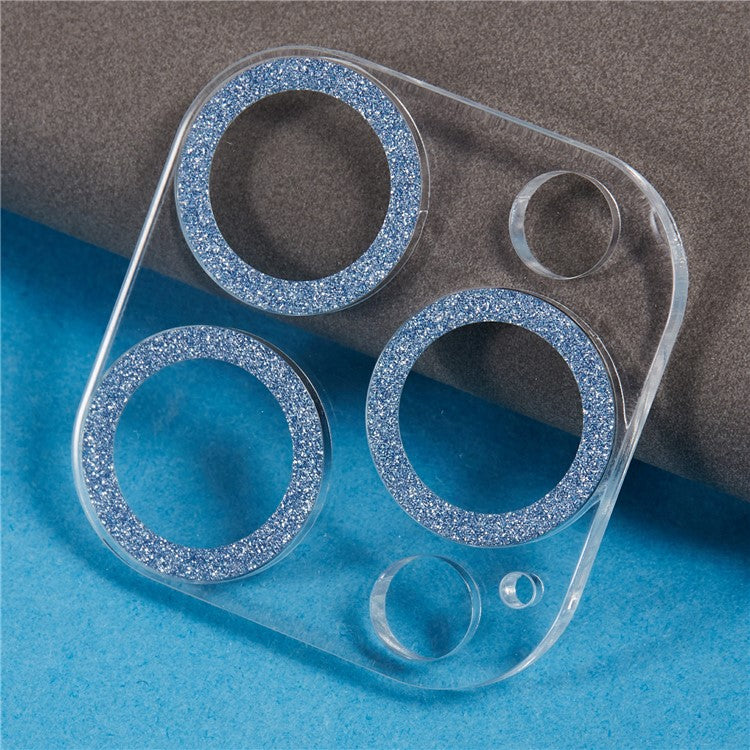 For iPhone 16 Pro / 16 Pro Max Camera Lens Protector Glitter Tempered Glass Lens Film - Blue - Image 4