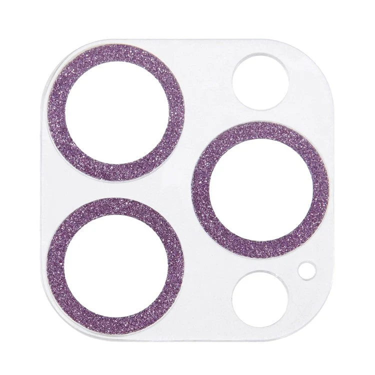For iPhone 16 Pro / 16 Pro Max Camera Lens Protector Glitter Tempered Glass Lens Film - Purple - Image 2