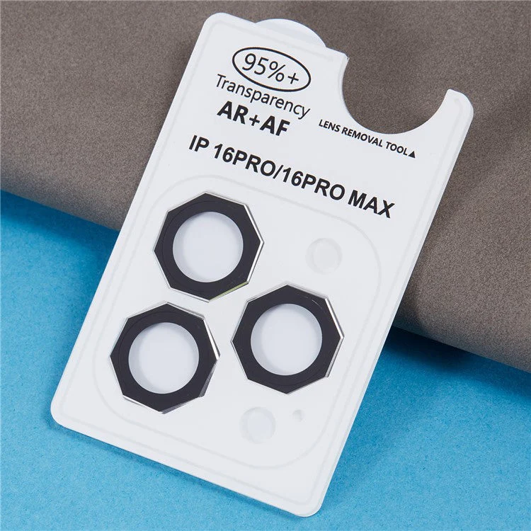 For iPhone 16 Pro / 16 Pro Max Camera Lens Protector Octagonal AF+AR Tempered Glass Lens Film - Black - Image 6