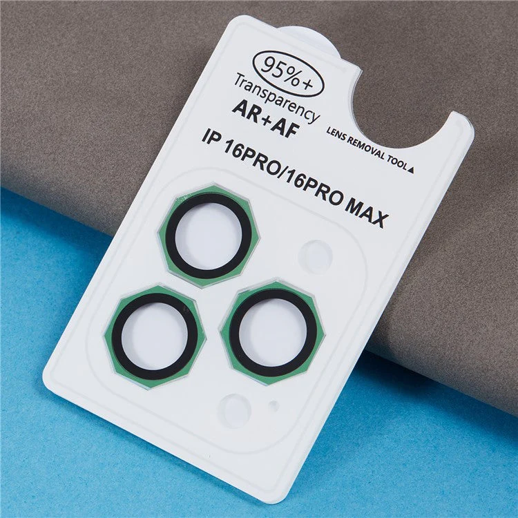 For iPhone 16 Pro / 16 Pro Max Camera Lens Protector Octagonal AF+AR Tempered Glass Lens Film - Green - Image 6