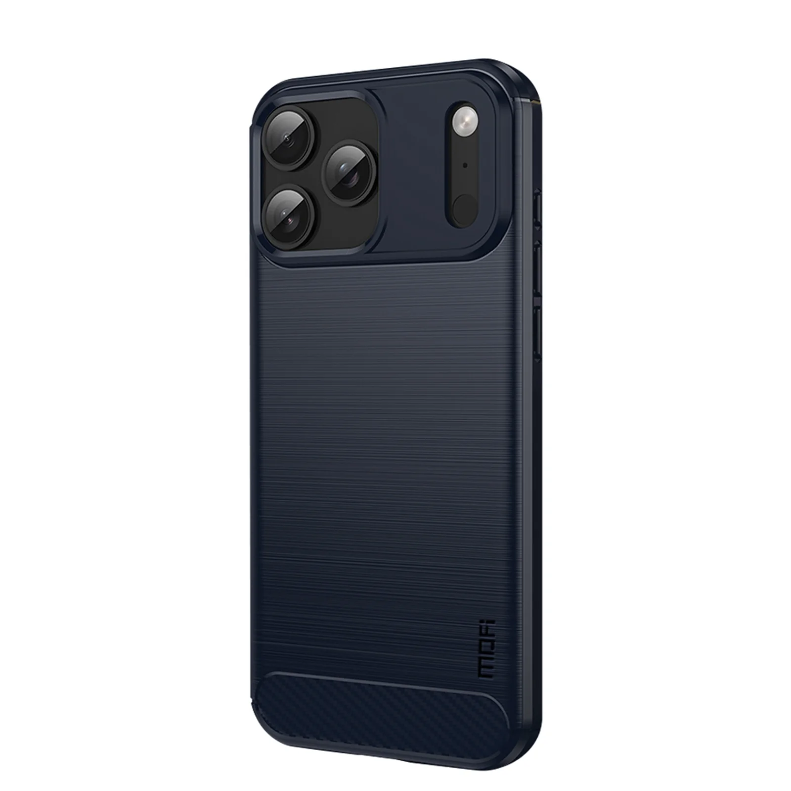 For iPhone 17 Pro Max Back Cover MOFI Brushed Texture Carbon Fiber Soft TPU Case - Blue
