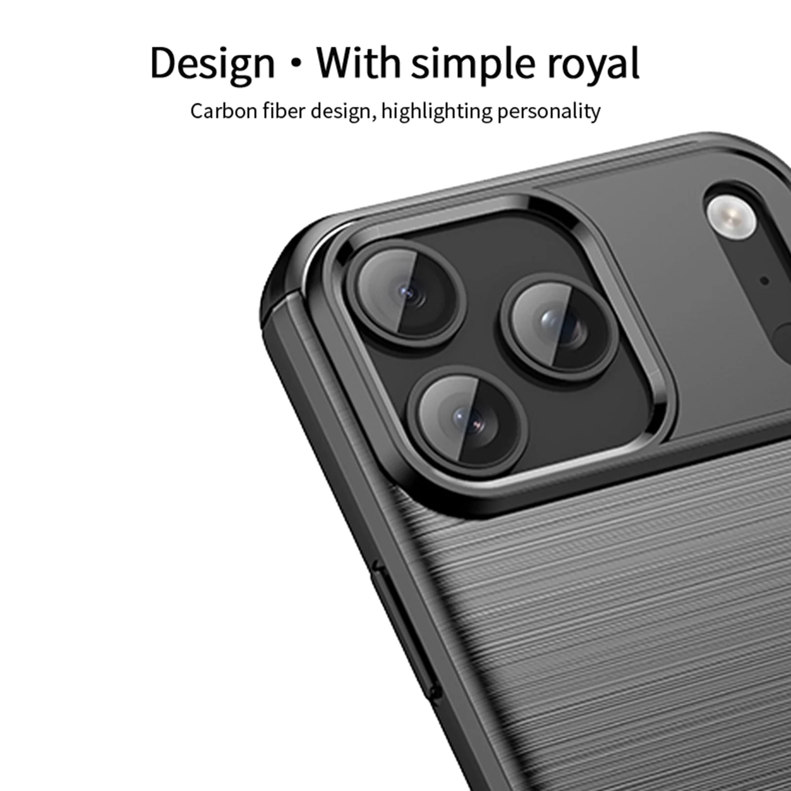 For iPhone 17 Pro Max Back Cover MOFI Brushed Texture Carbon Fiber Soft TPU Case - Red - Image 2
