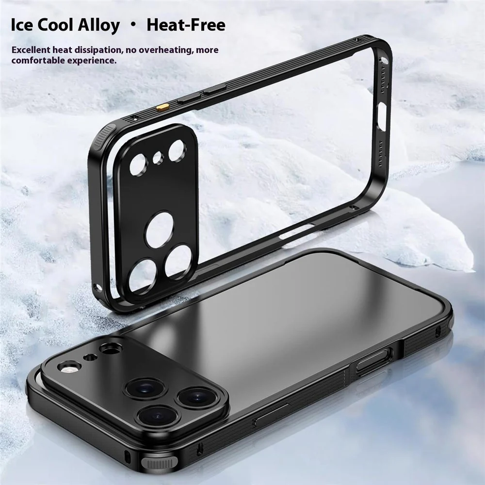 For iPhone 17 Pro Max Bumper Case Heat Dissipation Aluminium Alloy Phone Shell with Buckle / Camera Lid - Black - Image 7