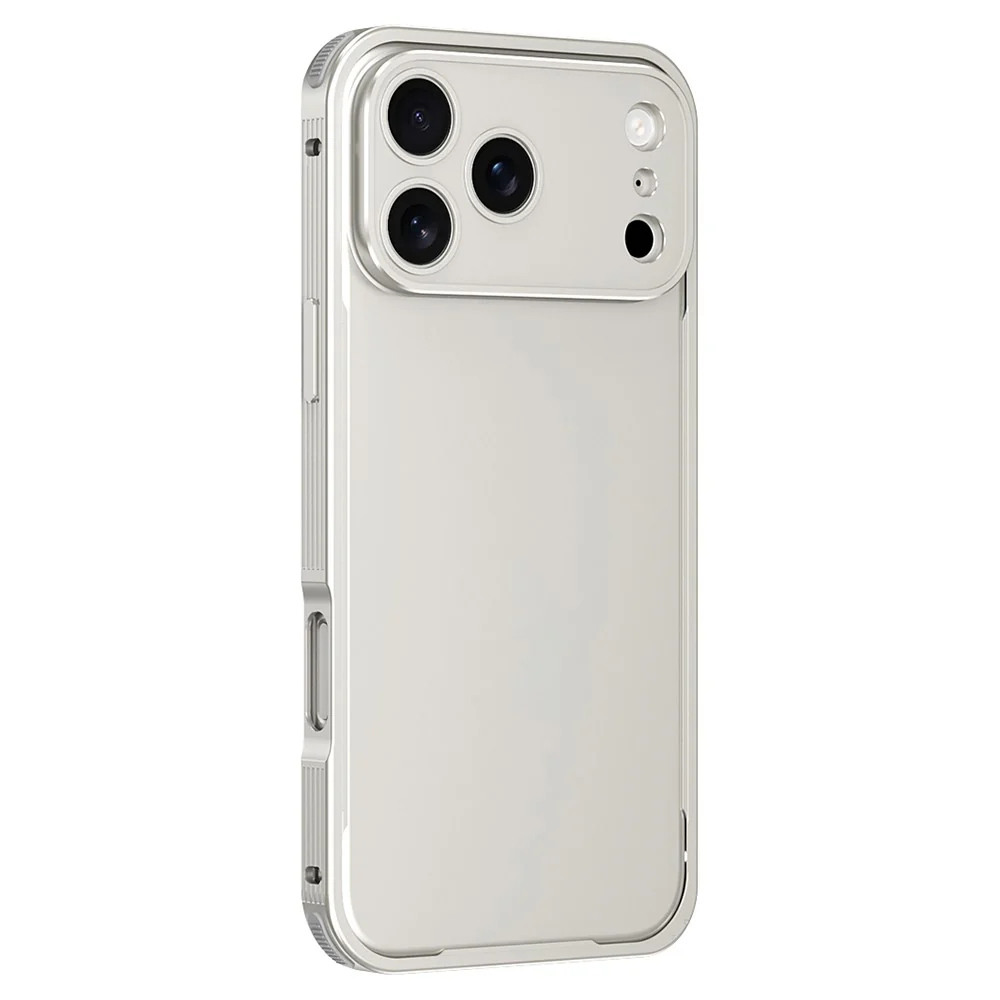For iPhone 17 Pro Max Bumper Case Heat Dissipation Aluminium Alloy Phone Shell with Buckle / Camera Lid - Titanium