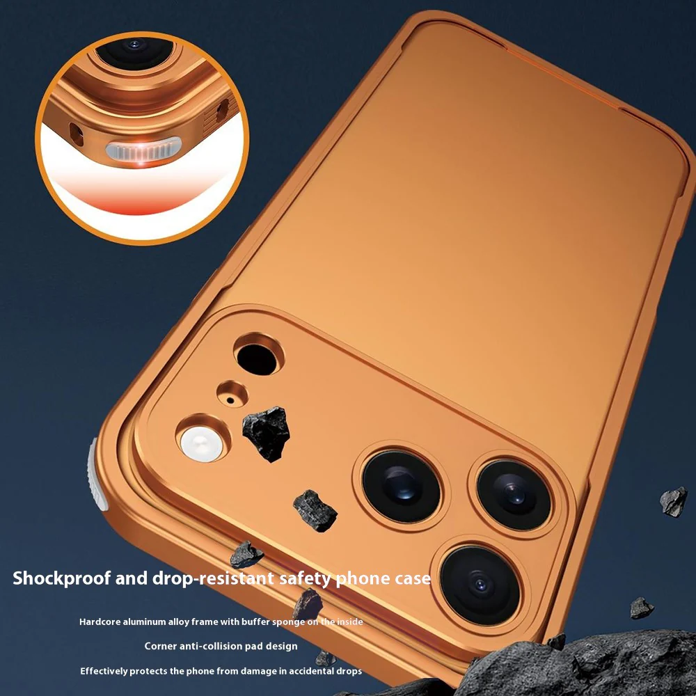 For iPhone 17 Pro Max Bumper Case Heat Dissipation Aluminium Alloy Phone Shell with Buckle / Camera Lid - Titanium - Image 3