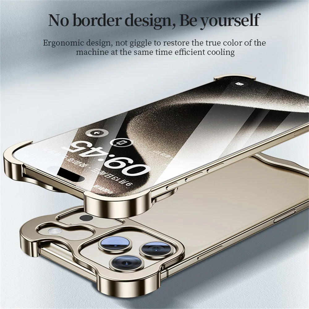 For iPhone 17 Pro Max Bumper Case Metal Frameless Shockproof Cover with Camera Lens Protector - Grey - Image 3