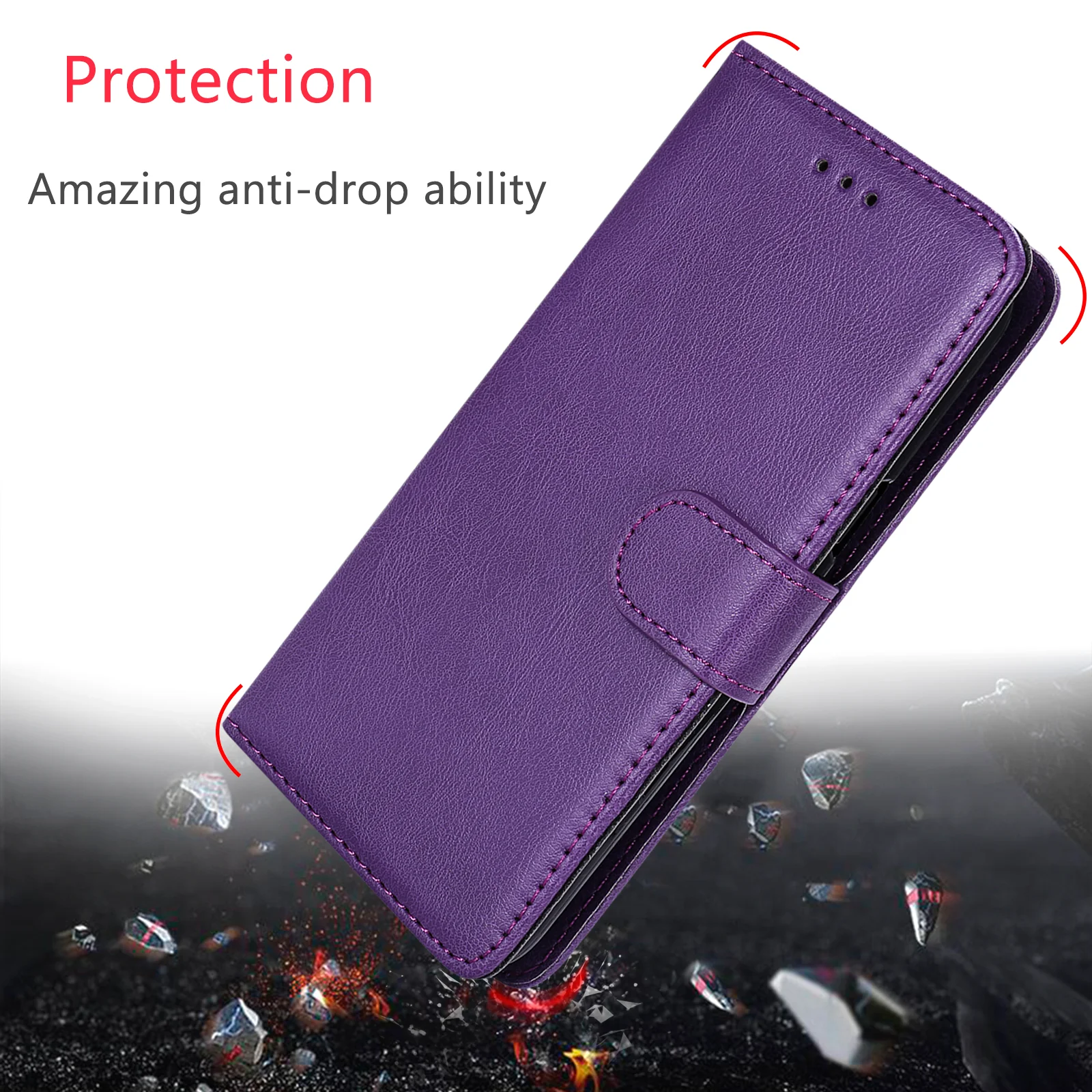 For iPhone 17 Pro Max Case 2 in 1 Detachable Magnetic Leather Wallet Mobile Cover with Strap - Purple - Image 6