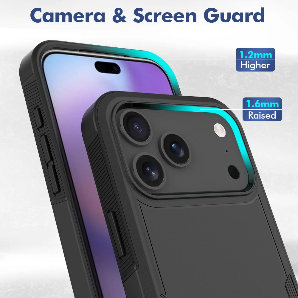 For iPhone 17 Pro Max Case 2 in 1 PC + TPU Shockproof Phone Cover - Black - Image 2