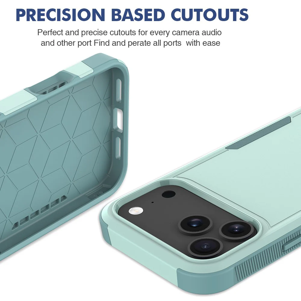For iPhone 17 Pro Max Case 2 in 1 PC + TPU Shockproof Phone Cover - Mint Green - Image 5