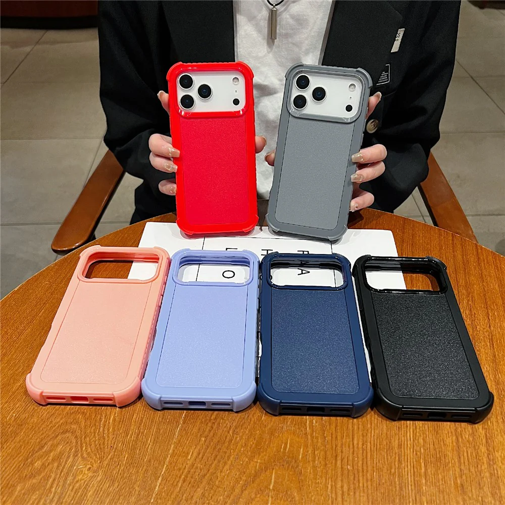 For iPhone 17 Pro Max Case 3 in 1 Shockproof PC TPU Matte Phone Back Cover - Black - Image 5