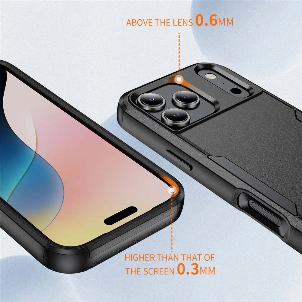 For iPhone 17 Pro Max Case 3 in 1 Shockproof TPU PC Phone Cover - Black - Image 3