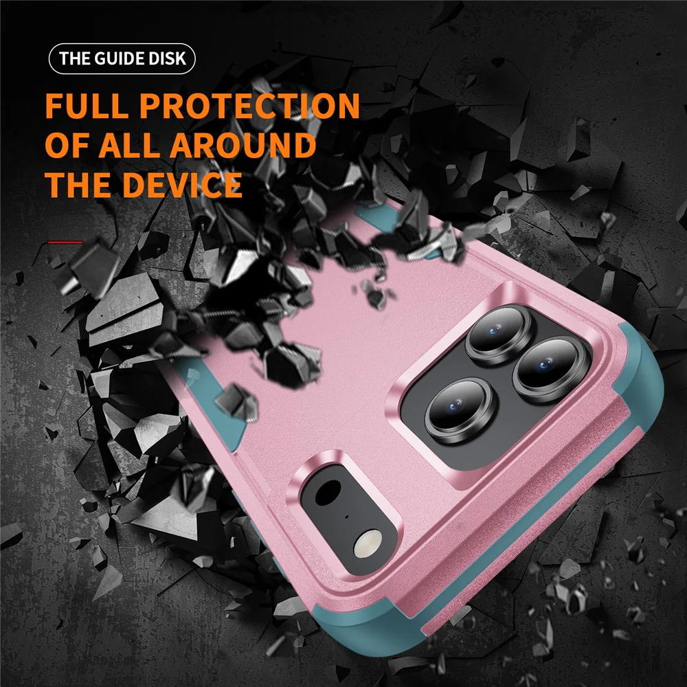 For iPhone 17 Pro Max Case 3 in 1 Shockproof TPU PC Phone Cover - Pink+Grey Green - Image 5