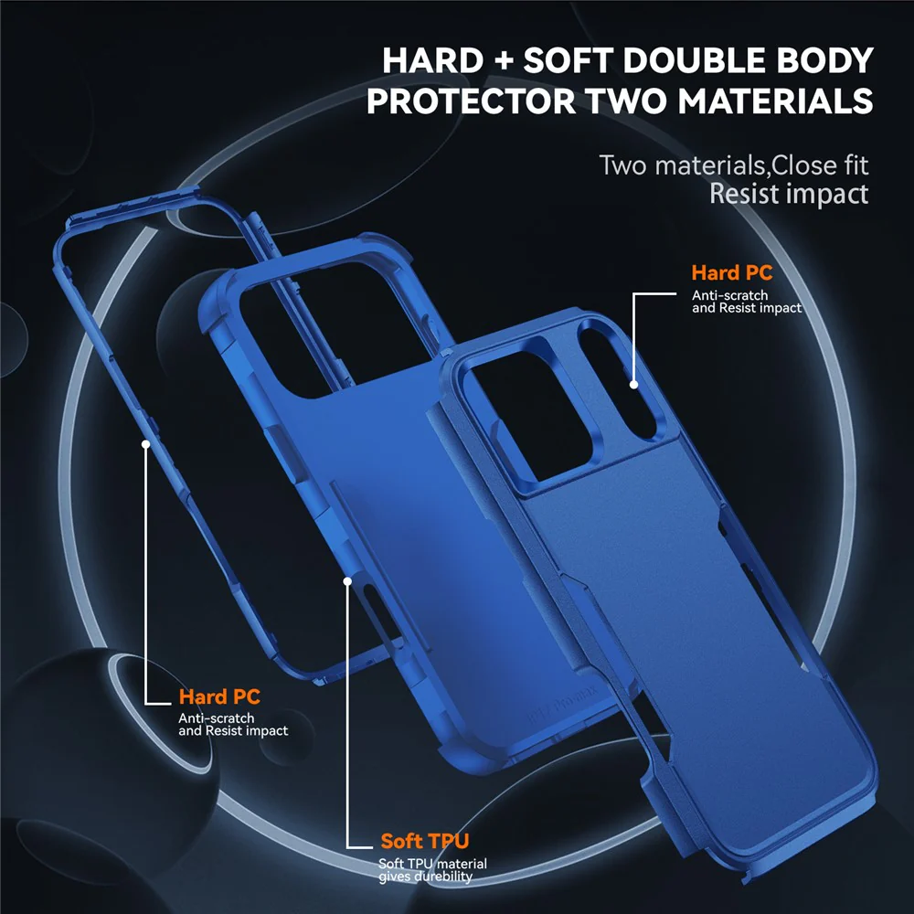For iPhone 17 Pro Max Case 3 in 1 Shockproof TPU PC Phone Cover - Sapphire - Image 4