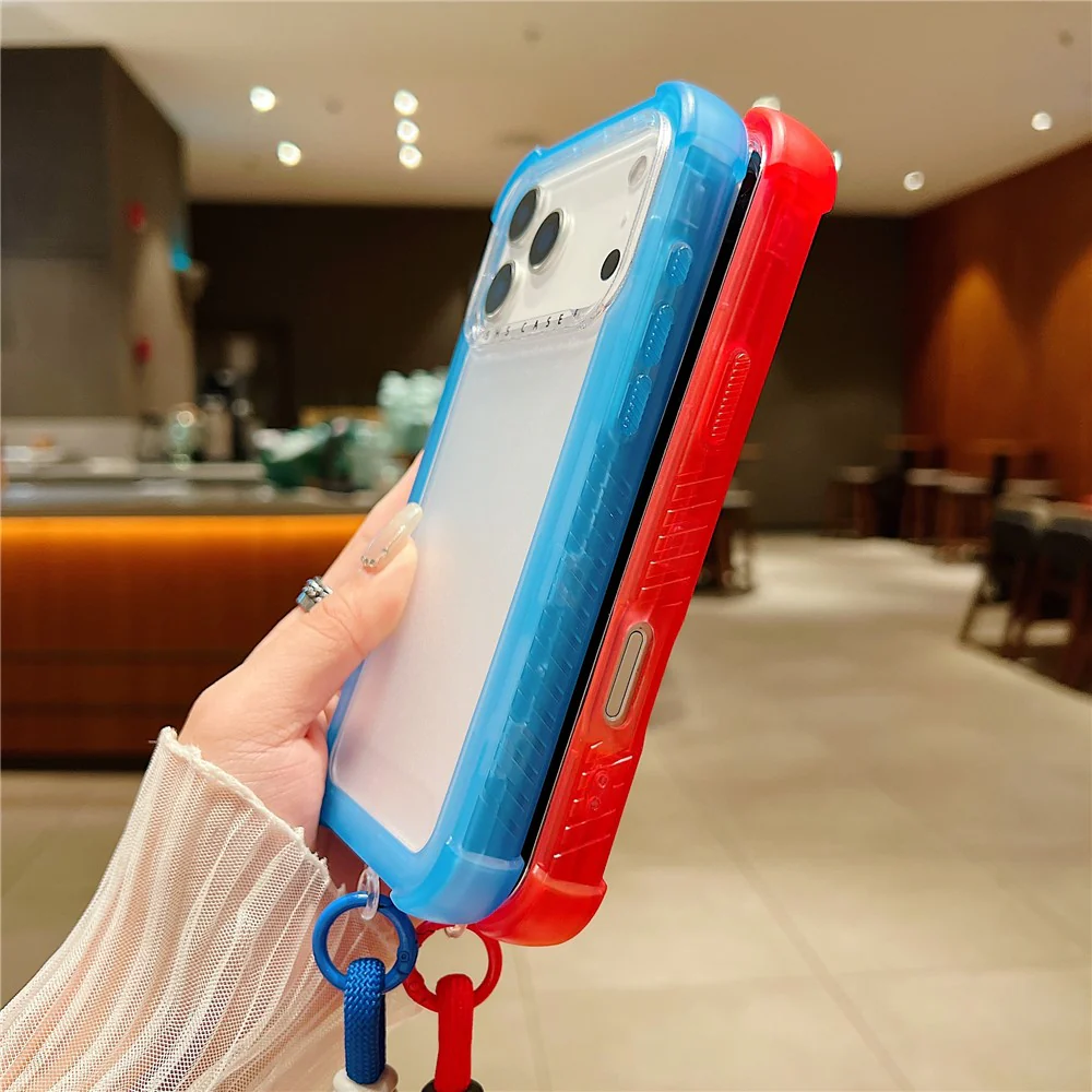 For iPhone 17 Pro Max Case 3 in 1 TPU+PC Matte Phone Cover Shockproof Back Protector with Hand Strap - White - Image 5