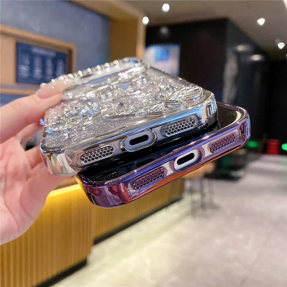 For iPhone 17 Pro Max Case 3D Butterfly TPU Phone Cover with Gradient Glitter Paper - Purple - Image 5