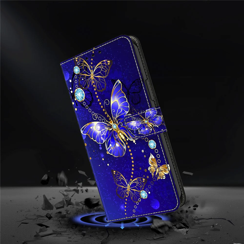 For iPhone 17 Pro Max Case 3D Pattern PU Leather Wallet Phone Cover with Stand - Diamond Butterfly - Image 4