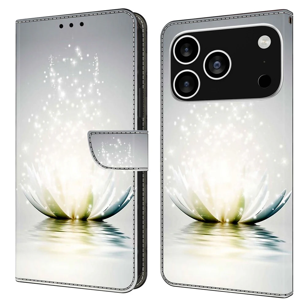 For iPhone 17 Pro Max Case 3D Pattern PU Leather Wallet Phone Cover with Stand - Lotus