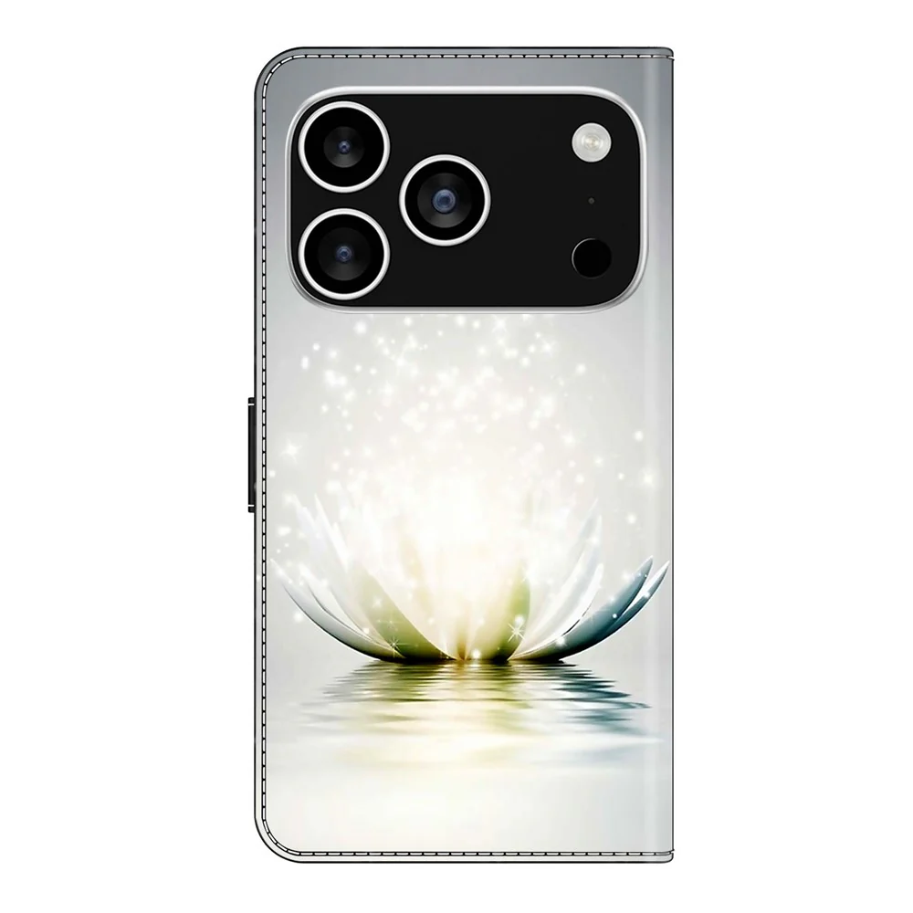 For iPhone 17 Pro Max Case 3D Pattern PU Leather Wallet Phone Cover with Stand - Lotus - Image 6