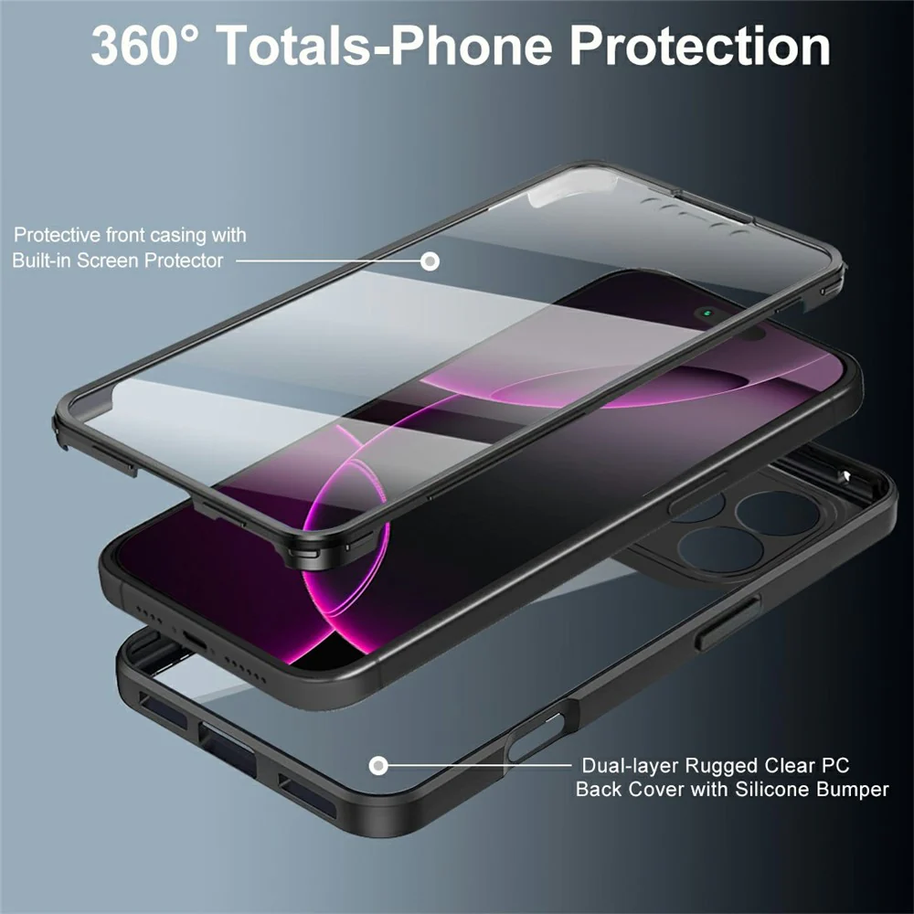 For iPhone 17 Pro Max Case Acrylic + TPU Clear Phone Cover with PET Screen Film - Blue - Image 2