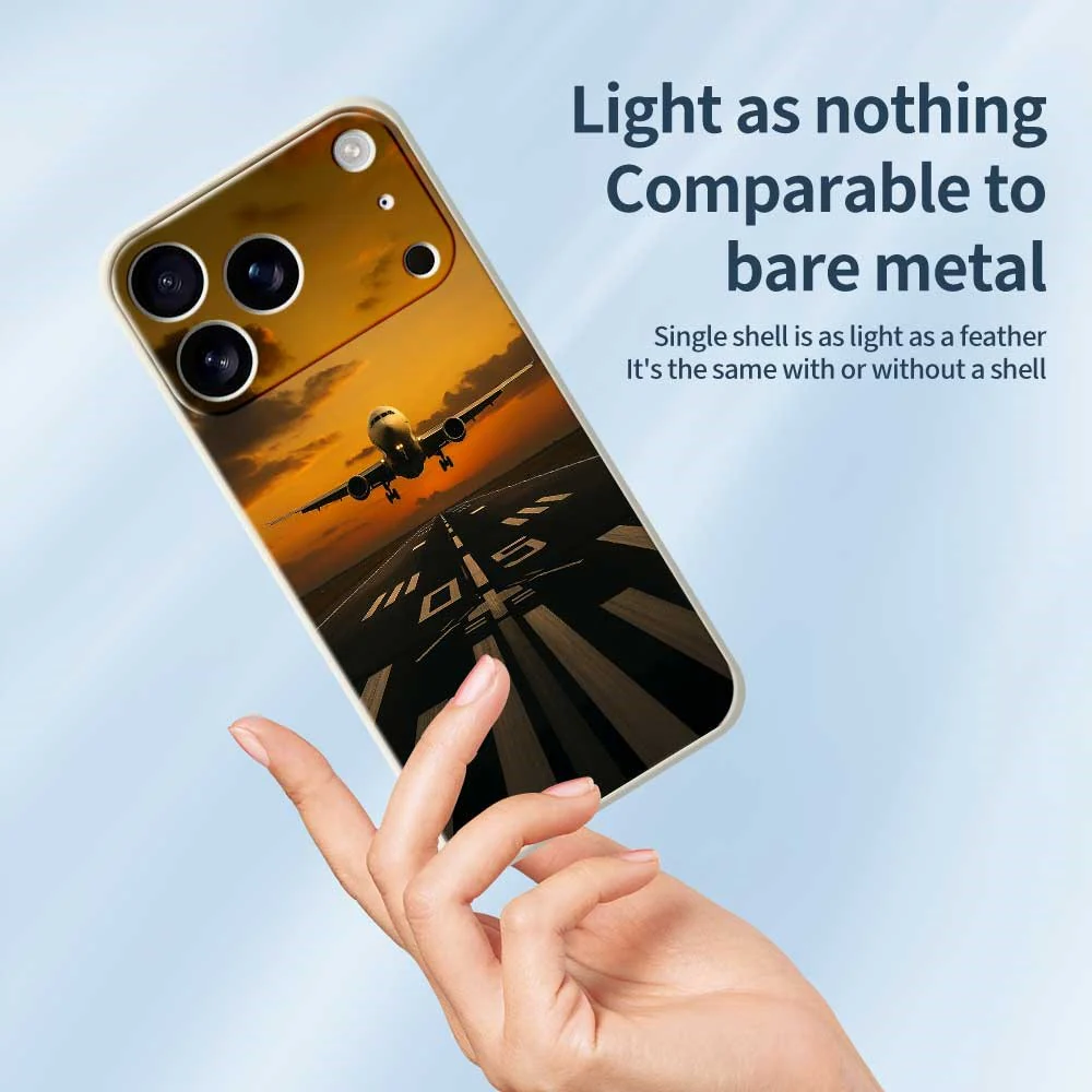 For iPhone 17 Pro Max Case Airplane Pattern Printing Straight Edge TPU Phone Back Cover - Black - Image 3