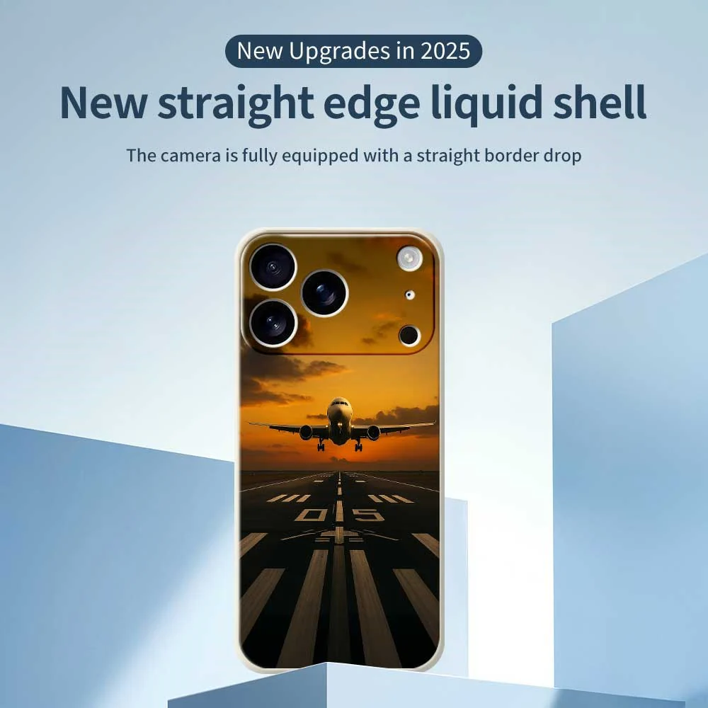 For iPhone 17 Pro Max Case Airplane Pattern Printing Straight Edge TPU Phone Back Cover - Purple - Image 2