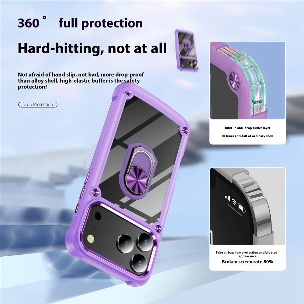 For iPhone 17 Pro Max Case Alloy Lens Frame PC + TPU Kickstand Phone Back Cover - Green - Image 7