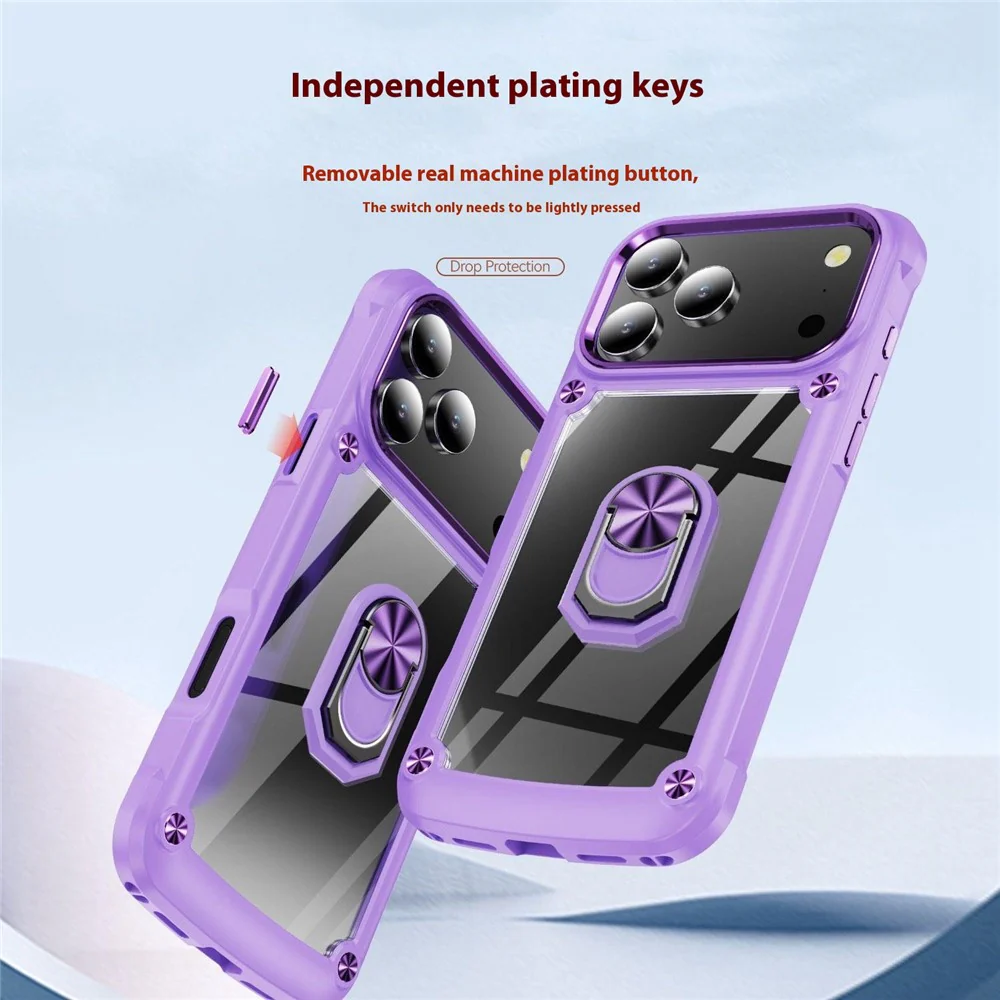 For iPhone 17 Pro Max Case Alloy Lens Frame PC + TPU Kickstand Phone Back Cover - Red - Image 5
