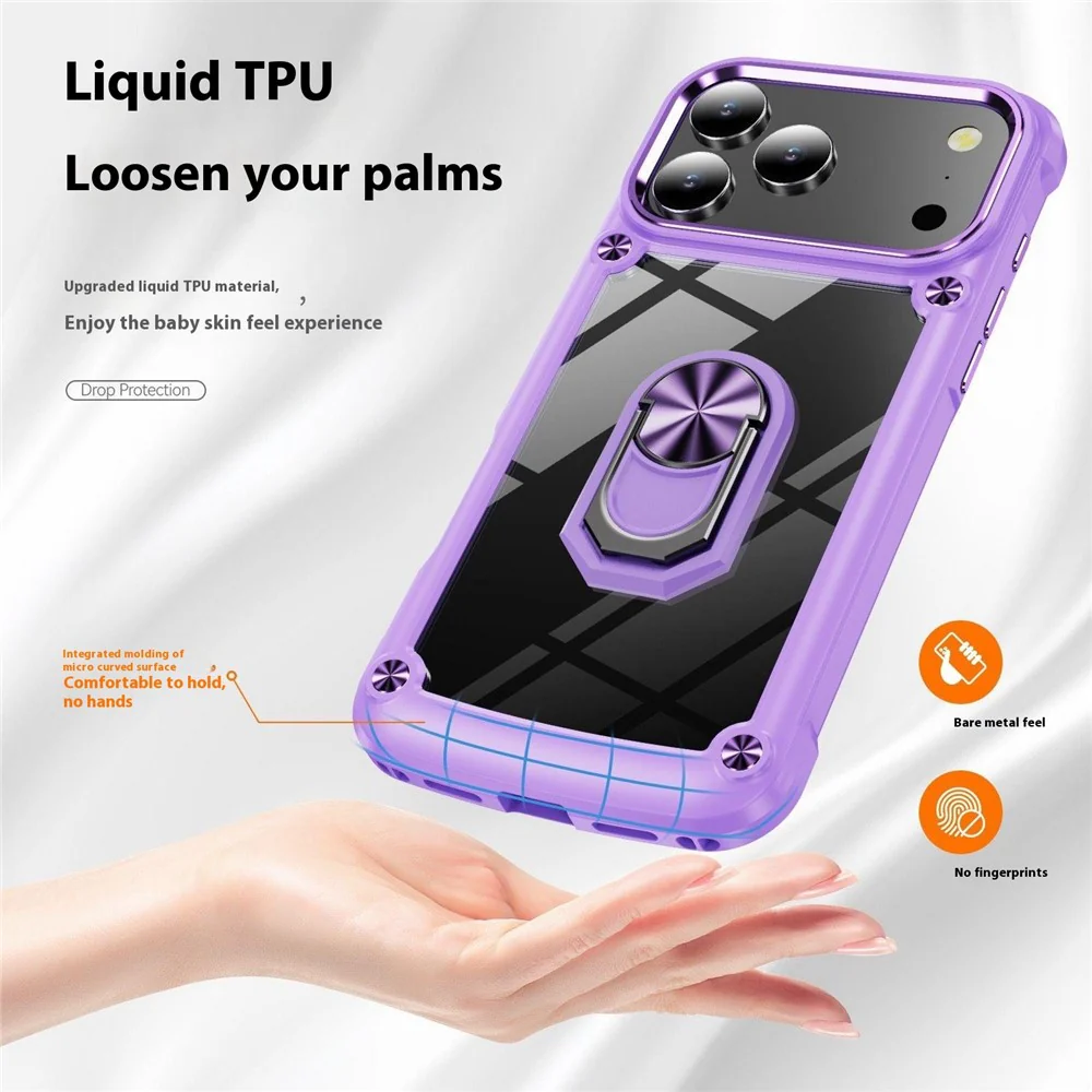 For iPhone 17 Pro Max Case Alloy Lens Frame PC + TPU Kickstand Phone Back Cover - Red - Image 6