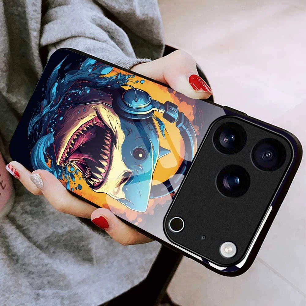 For iPhone 17 Pro Max Case Anti Drop PC TPU Tempered Glass Pattern Printing Phone Back Cover - B0169 - Image 8