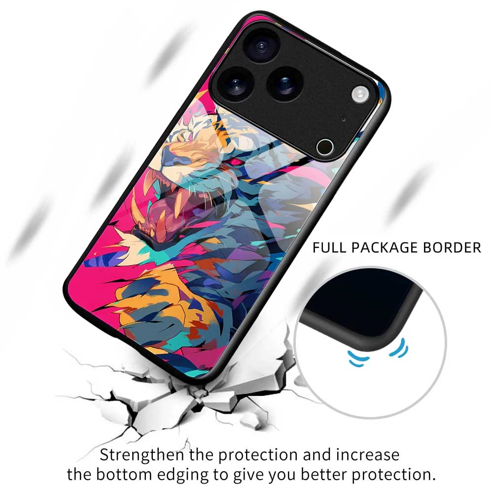 For iPhone 17 Pro Max Case Anti Drop PC TPU Tempered Glass Pattern Printing Phone Back Cover - B0171 - Image 3