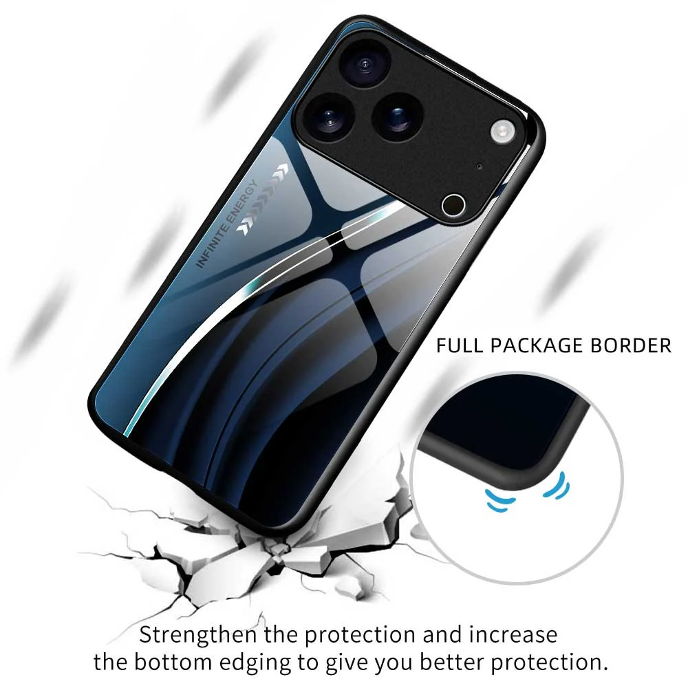 For iPhone 17 Pro Max Case Anti Drop PC TPU Tempered Glass Pattern Printing Phone Back Cover - B0176 - Image 3