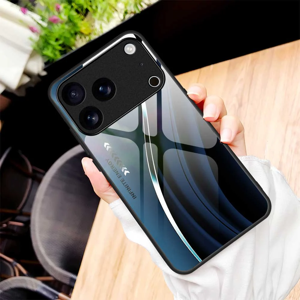 For iPhone 17 Pro Max Case Anti Drop PC TPU Tempered Glass Pattern Printing Phone Back Cover - B0176 - Image 7