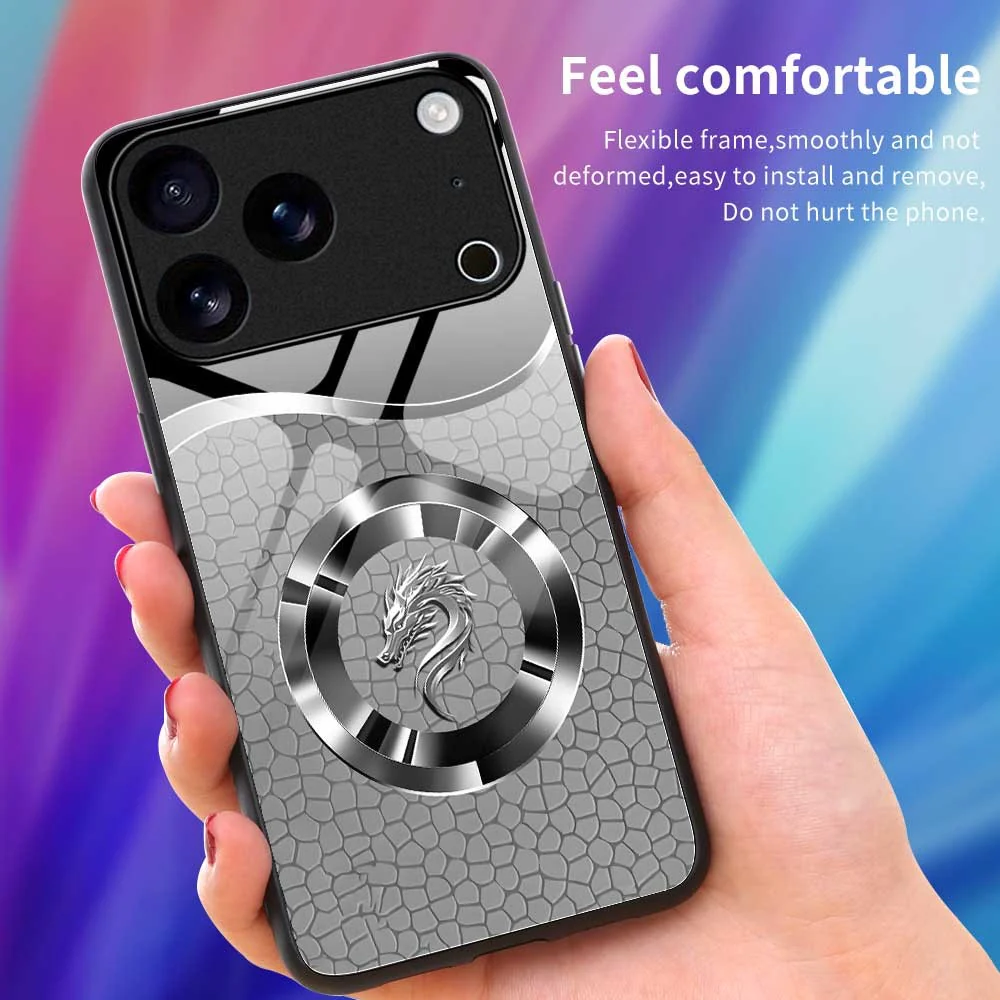 For iPhone 17 Pro Max Case Anti Drop PC TPU Tempered Glass Pattern Printing Phone Back Cover - B0177 - Image 4