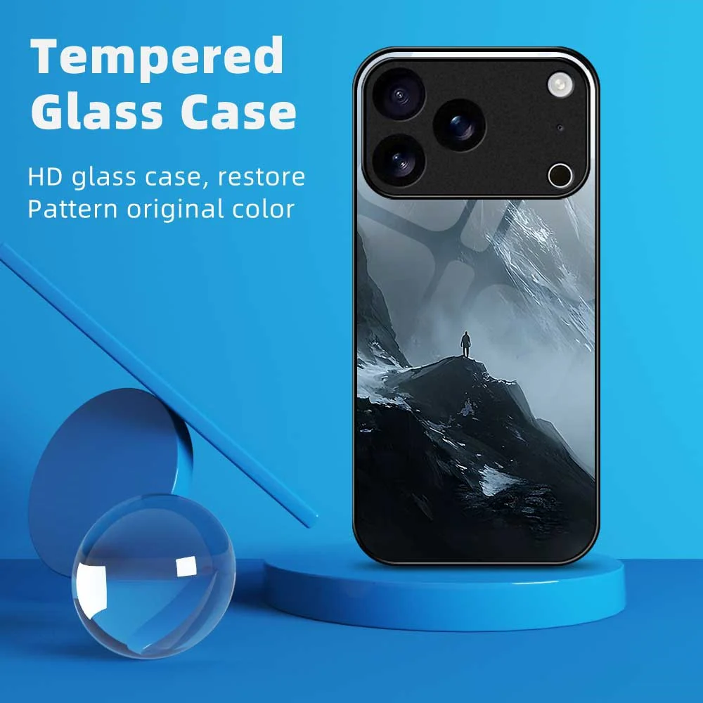 For iPhone 17 Pro Max Case Anti Drop PC TPU Tempered Glass Pattern Printing Phone Back Cover - B0178 - Image 2