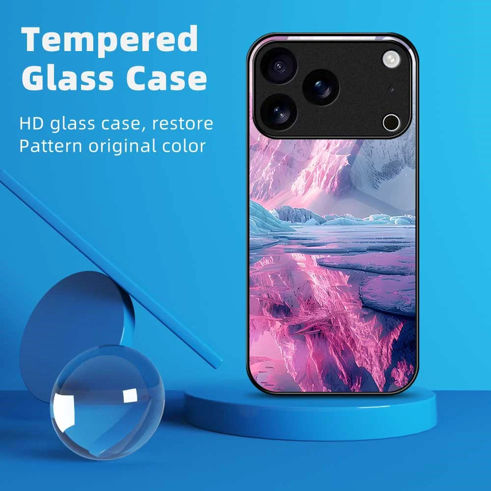 For iPhone 17 Pro Max Case Anti Drop PC TPU Tempered Glass Pattern Printing Phone Back Cover - B0179 - Image 2