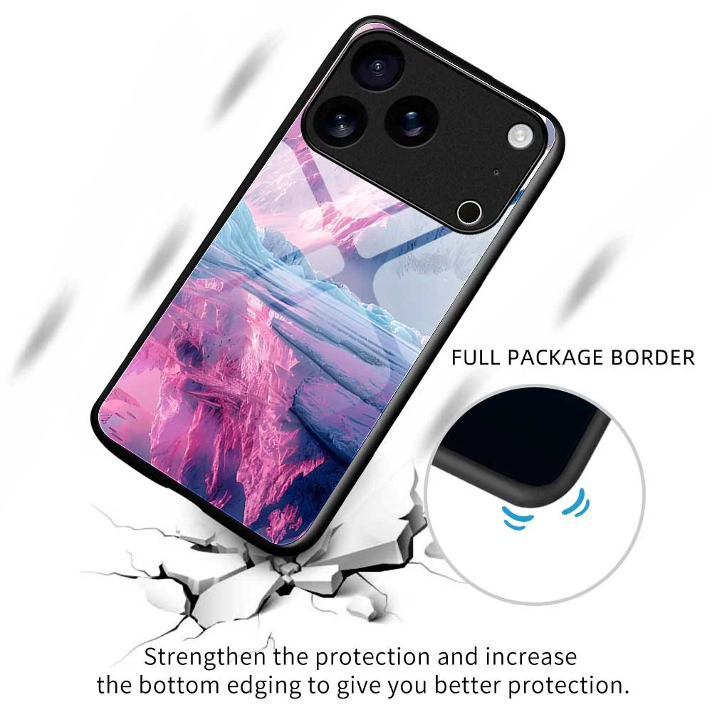 For iPhone 17 Pro Max Case Anti Drop PC TPU Tempered Glass Pattern Printing Phone Back Cover - B0179 - Image 3