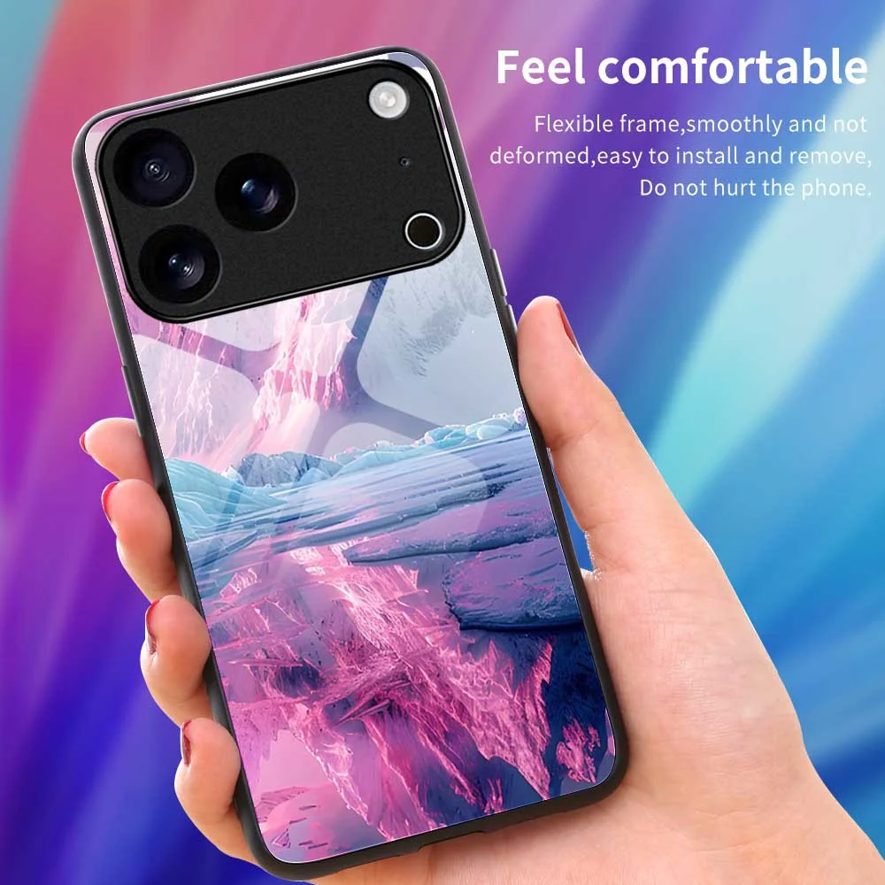 For iPhone 17 Pro Max Case Anti Drop PC TPU Tempered Glass Pattern Printing Phone Back Cover - B0179 - Image 4
