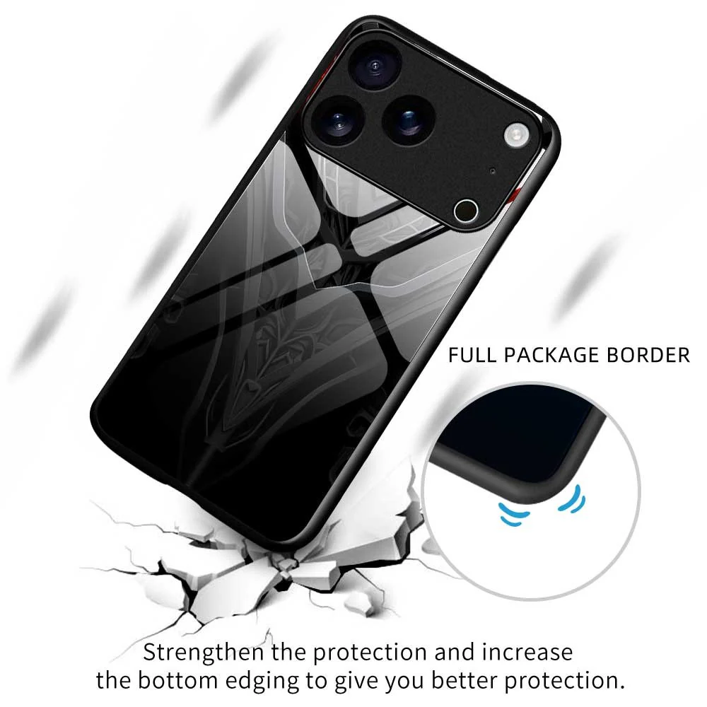 For iPhone 17 Pro Max Case Anti Drop PC TPU Tempered Glass Pattern Printing Phone Back Cover - B0181 - Image 3