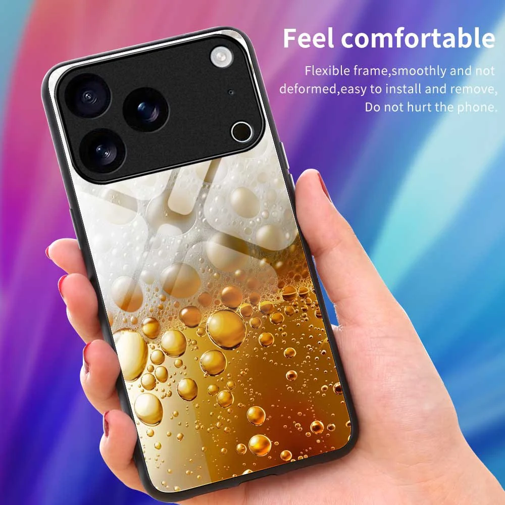 For iPhone 17 Pro Max Case Anti Drop PC TPU Tempered Glass Pattern Printing Phone Back Cover - B0184 - Image 4