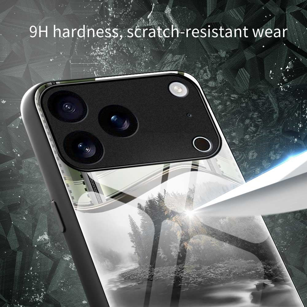 For iPhone 17 Pro Max Case Anti Drop PC TPU Tempered Glass Pattern Printing Phone Back Cover - B0185 - Image 6